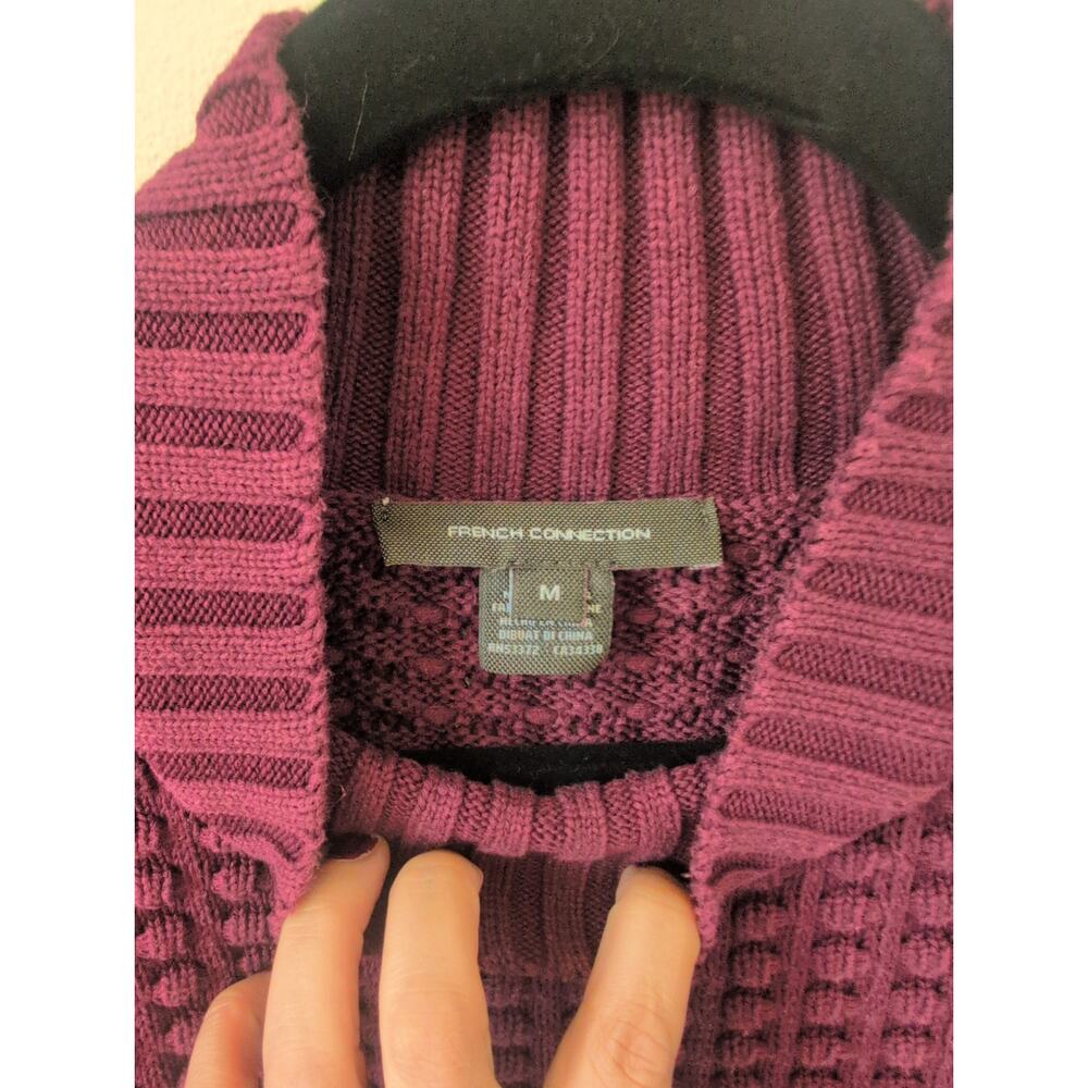 French Connection Mozart Popcorn Cotton Sweater In Berry size M - Picture 2 of 5